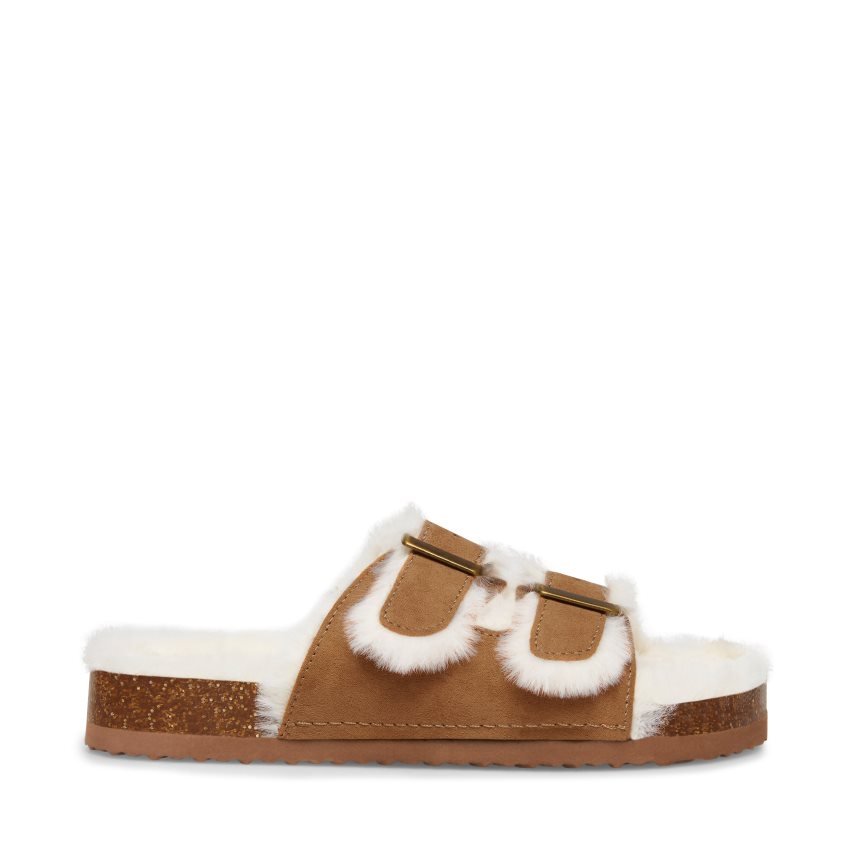 Brown Steve Madden Jleena Kids\' Slides | PH 4752YXD